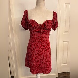 Realisation Par Venus silk dress in Red Squiggle XS